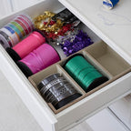 Household Essentials Brown 722-1 Deep 3 Section Drawer Organizer Box for Storage | 12 in x 6.13 in x 3.13