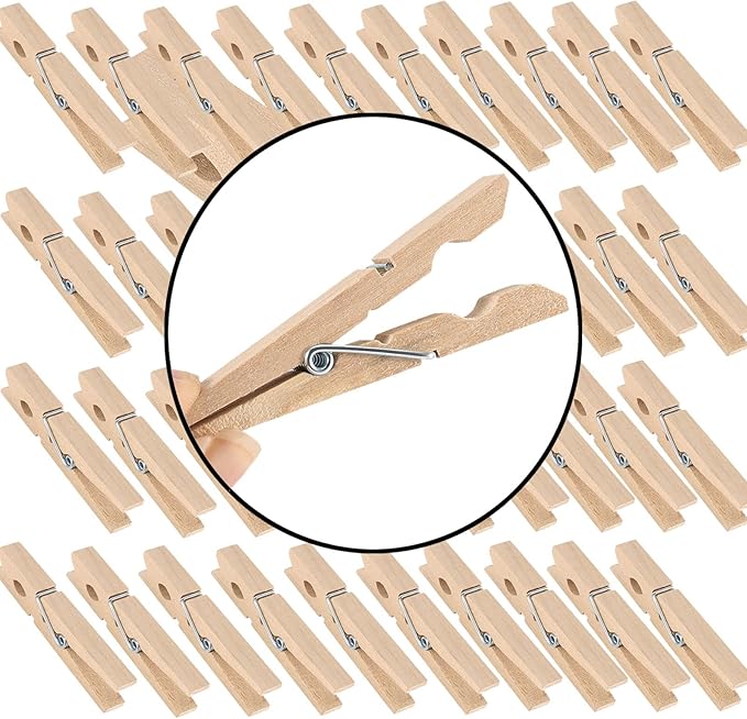 HOIGON 400 Pack 3 Inch Natural Wooden Clothes Pins, Sturdy Large Wooden Clothespins, Wood Clips with Spring, Wood Laundry Pins for Clothing, Craft, Hanging Photo, Clipping Snacks