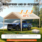 VEVOR Carport Replacement Canopy Cover 10 x 20 ft, Garage Top Tent Shelter Tarp Heavy-Duty Waterproof & UV Protected, Easy Installation with Ball Bungees,Beige (Only Top Cover, Frame Not Include)