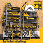 Power Tool Organizer Wall Mount, Heavy Duty 420LB with 8-Slot Drill Holder - All-in-One Garage Storage for Workshop, Christmas Gift for Men, Dad, DIYers, 15 Min Quick Assembly