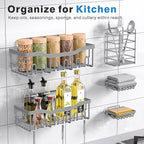 EUDELE 5-Pack Rustproof Stainless Steel Shower Caddy – No Drill Adhesive Bathroom Organizer with Large Capacity, Spacious Shower Shelves for Inside Shower, Kitchen & Home Decor Storage-XL Size