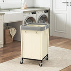 WOWLIVE 160L Rolling Laundry Hamper with Wheels, Heavy Duty Laundry Basket, Large Laundry Cart with Steel Frame and Removable Bag, Dirty Clothes Hamper for Home, Closet, Dorm, Bathroom, Beige