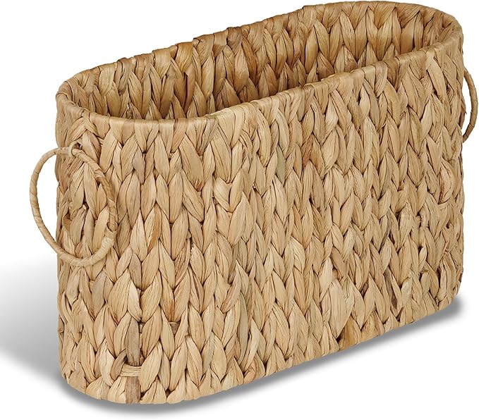 efluky Toilet Paper Storage Basket, Water Hyacinth Slim Toilet Paper Holder- Holds Up to 9 Mega Rolls, Home Bathroom Decor Organizer