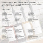 Demi's Home 25.4 oz 750 ml Glass Coffee Syrup Dispenser for Coffee Bar - 4 Pack - Comprehensive Label Set & ¼ oz Pumps Included