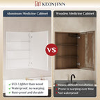 Keonjinn White Medicine Cabinet Mirror 24" x 32", Assembly Needed, Recessed Medicine Cabinet with Mirror for Bathroom, Beveled Framed, Surface Wall-Mounted or Recessed, Tempered Glass