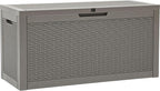 YITAHOME 60 Gallon Outdoor Storage Box, Large Water Resistant Resin Deck Box, Indoor Outdoor Lockable Rattan Storage Container for Patio, Garden, Cushions, Tools, Equipment (Taupe)