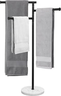 KES Matte Black Towel Racks for Bathroom with Weighted Marble Base, 40 Inch Free Standing Pool Towel Rack Outdoor, 3 Swivel Bars, Premium 18/8 Stainless Steel, BTH219-BK