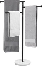 KES Matte Black Towel Racks for Bathroom with Weighted Marble Base, 40 Inch Free Standing Pool Towel Rack Outdoor, 3 Swivel Bars, Premium 18/8 Stainless Steel, BTH219-BK