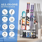 Ski Rack for Garage,Freestanding Snowboard Rack for Ski,Snowboard, Ski Boot,Poles, Goggles, Helmet and More, Heavy Duty Steel Floor Stand Ski Organizer for Garage Basement