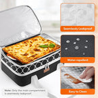 Lifewit Insulated Double Decker Casserole Carrier, Lasagna Lugger Holder for Hot or Cold Food, Fits 9" x 13" Baking Dish, Thermal Lunch Tote Bag for Potluck Parties, Picnic and Cookouts, Black