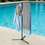 Pool Towel Rack Outdoor 60 Inch Height Outdoor Towel Rack For Pool Heavy-Duty Towel Stand Rustproof & Slip-Resistant Towel Drying Rack Suitable For Indoor Use For Towels, Clothing, Swim Rings, Goggles