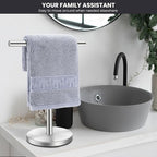 T-Shape Bath Hand Towel Holder Stand, Stainless Steel Free Standing Hand Towel Rack, for Bathroom Kitchen & Countertop, Silver, 2 Pack