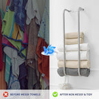 BWE Brushed Nickel Towel Racks for Bathroom, Wall Mounted Towel Rack for Rolled Towels, Bathroom Towel Storage, Stainless Steel Vertical Towel Holder, Bathroom Organizer