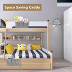 Bedside Caddy Hanging Storage Bag, Organizer Baskets with Pockets for Bunk Bed Accessories, Loft & Dorm Rooms Chair Bed Rails (White-2pcs)