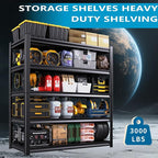 72''H Garage Shelving Heavy Duty 5-Tier Adjustable Storage Shelves Unit,3000 LBS Metal Utility Rack Shelf for Industries, Warehouses, Basement,Black (72''H x 36''W x 12''D)