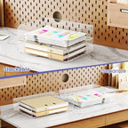 Tomorotec Desk Letter Tray Set, A4 Size Clear PET Stackable Document Organizer Office Desktop File Paper Holder Book Storage Rack Side Load Anti-Skid Stacking Support Convex Bottom (2X Landscape)