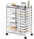 Simple Houseware Utility Cart with 15 Drawers Rolling Storage Art Craft Organizer, Chrome