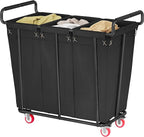 Large laundry hamper with Wheels, 360L 3 Bag Big Rolling Laundry Hamper Sorter Cart, Extra Large Laundry Clothes Hamper, Heavy Duty Laundry Basket Organizer for Laundry Room,Bathroom,Black