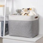 DULLEMELO Large Storage Baskets with Handles, Fabric Storage Bins for Organizing Clothes Toys Books, Canvas Storage Bin for Office Bedroom Closet Nursery Laundry Storage (White&Gray)