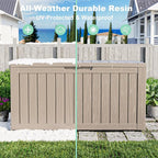 90 Gallon Deck Box Outdoor, Waterproof Outdoor Storage Boxes with Lids, Outside Resin Lockable Storage Box for Patio Cushions, Garden Tools(Grey)