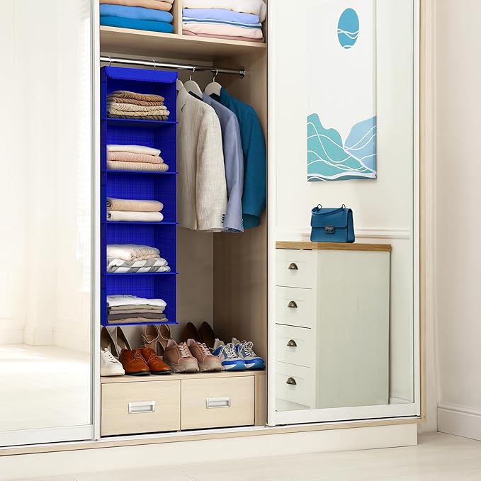 Simple Houseware 5 Shelf Hanging Closet Organizer, Dark Blue