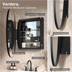 Kohler 35570-BLL Verdera® Framed Bathroom Medicine Cabinet with Mirror, Rectangular Design, Mirrored Interior, Adjustable Glass Shelves, Rustproof, 22 in. W x 34 in. H, Matte Black
