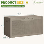 Greesum Outdoor Storage Box 100 Gallon Storage Bin with Lid for Patio Furniture, Garden Tools, Pool Supplies, Lockable, Waterproof and UV Resistant, Light Coffee
