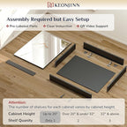 Keonjinn Black Medicine Cabinet 14 x 18 Inch, Assembly Needed, Small Bathroom Mirrored Medicine Cabinet, Lightweight, One Shelf Only, Freely Adjustable Shelves, Recessed or Wall Mount, Tempered Glass