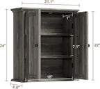 ChooChoo Bathroom Wall Cabinet, Over The Toilet Space Saver Storage Cabinet, Farmhouse Medicine Cabinet with 2 Doors and Adjustable Shelves, Cupboard, Retro Grey
