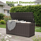 Devoko 78 Gallon Deck Box, Waterproof Resin Outdoor Storage Box for Outside and Patio, Outdoor Storage Bench Lockable for Patio Furniture, Garden Tools and Pool Supplies (Brown, 78 Gallon)