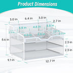 3 Tier Mesh Desk Organizer,Multi Functional Letter Paper Tray with 3 Pen Holders and 5 Adjustable Storage Compartments for Office Supplies Files and Mail Space Saving Desktop Organizer-White