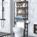 Over-The-Toilet Storage Shelves, 4-Tier Bathroom Organizer Shelf Over Toilet with Adjustable Feet Pad and Basket, Freestanding Space Saver Bathroom Storage Rack Above Toilet (Vintage Brown)