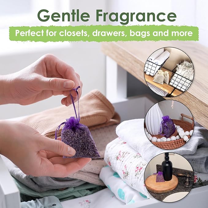 EcoKiwi Cedar & Lavender Sachets – 20 Sachets for Home Fragrence and Fresh Scents, Cedar & Lavender Sachet for Drawers and Closest, Dual-Purpose Sachet to Stop Clothes Damage and Closest Freshness