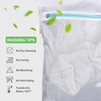 OTraki Large Mesh Washing Bag 43 x 35 in XL Laundry Bag Washer Machine Net Protector Large Washer Bag for Travel Camp College Student Dress Bedding Blanket Sheet Don't Drying, Melting 140-176℉ Blue