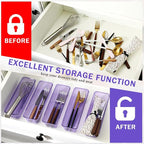 Maitys 12 Pcs Clear Drawer Organizer 9 x 3 x 2 Inches Plastic Rectangle Trays Makeup Vanity Storage Bins and Kitchen Drawers Dividers for Office Desk Silverware Kitchen Utensils(Purple)