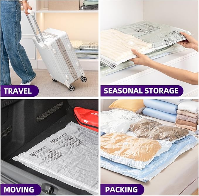 TAILI 12 Pack Combo Vacuum Storage Bags, Vacuum Seal Bags for Clothing (4 Jumbo, 4 Large, 4 Medium), Space Saver for Bulky Beddings, Comforters, Blanket, Closet Organization Space Saving
