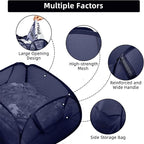 2 Pack Collapsible Foldable Laundry Baskets, 90L Large Durable Mesh Pop Up Hampers for Bedroom, Bathroom, Dorm, Laundry Room, Travel - Navy