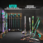 Ski & Snowboard Wall Rack for Garage Wall Fits Any Ski/board, Ski Wall Mount Holders Damage-Free Storage Rack, Garage Organization Space-Saving Winter Gear Organizer, Green, 4 Pack