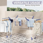 APEXCHASER Clothes Drying Rack - Foldable Laundry Rack Indoor Outdoor, Gullwing Drying Rack Clothing with 10pcs Clips + Bag, Collapsible Space-Saving Clothes Rack for Drying Towels Dolls, White
