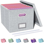 Oterri File Organizer, File Box, File Cabinet for Letter File Folder Storage, Hanging File Organizer for Office/Decor/Home,Document Organizer, 1 Pack,Gray-White-Box Only