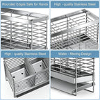 Utensil Holder, Upgrade Stainless Steel Utensil Drying Rack with Automatic Drain Tray for Kitchen Counter, Silverware Cutlery Organizer for Spoons, Forks, Knifes, Chopsticks (Silver)