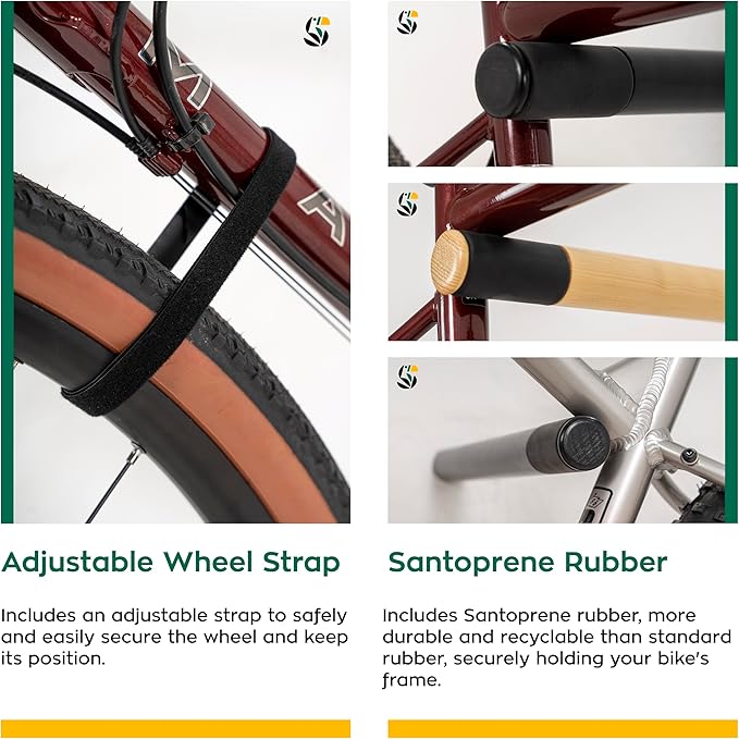SELVA Racks - Wooden Bike Wall Mount. in 2 Sizes and 3 Colors: Natural, Black and White (White, 15" 3/4)