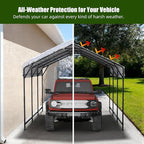 Metal Carport Heavy Duty 13x26ft Outdoor Galvanized Steel Car Port, Vehicle Canopy Garage Shade, Multi-Use Shelter for Car, Boat, Tractors & Outdoor Storage