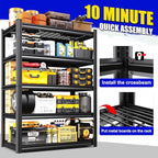 5 Tier Heavy Duty Garage Shelving, 2500LBS Adjustable Metal Storage Shelves, Boltless Industrial Shelving Unit for Garage, Basement, Warehouse, Pantry, Closet, Kitchen, 78"x 46"x 20" Black
