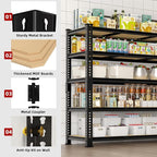 3 Packs 48" W x 24" D x 72" H Adjustable Garage Storage Shelves - 5-Shelf Heavy Duty Shelving Unit, Metal Utility Storage Organizer Racks for Warehouse Pantry Closet Kitchen, Black