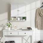 ChooChoo Bathroom Cabinet Wall Mounted 2-Door with 3 Open Shelves, Wooden Medicine Cabinets with Adjustable Shelf, Space Saver Storage Cabinets Over The Toilet for Bathroom&Living Room, White