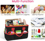 Godery Desktop Tote and Organizer, Teacher Helper caddy Bag for Arts, Books, Stationery, Office Desk Organization, Make-up Storage with Handles for Travel (PINK)