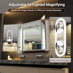72x32 Lighted Medicine Cabinet Mirror with Magnifying & Night Lamp, 155° Soft-Close Hinge, Surface or Recessed Medicine Cabinet with Lights & Outlet, GFCI,Time Display& Inner Light,Hardwired
