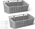 GRANNY SAYS Wicker Hanging Basket, 2 Pack Storage Baskets for Cabinet, Wall Mount Fruit Basket for Kitchen, Adhesive Bathroom Cabinet Organizer, Pantry Organizers and Storage, Gray