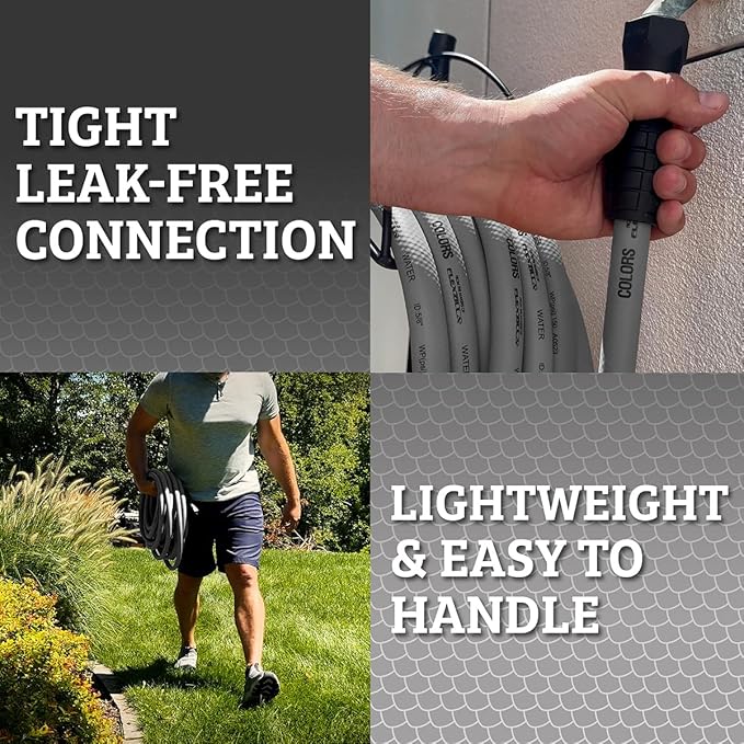 Flexzilla Colors SwivelGrip Garden Hose 5/8 in. x 25 ft., Lightweight All-Weather Water Hose, Durable and Flexible, Leak-Free Connections, Slate Grey